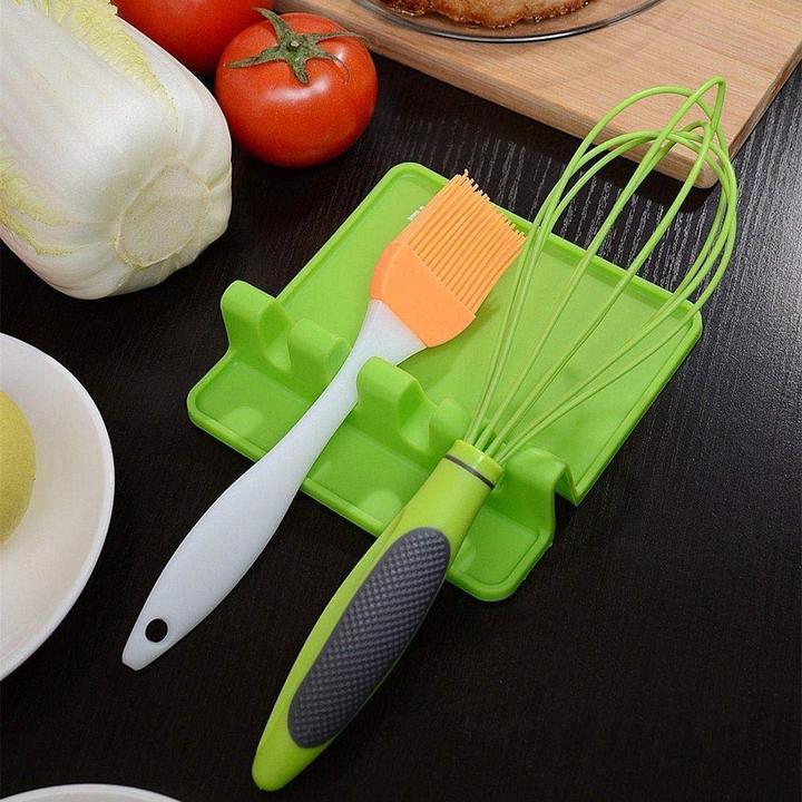 Vert) Plateau à ustensiles de cuisine en silicone, porte-cuillère